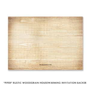 "Piper" Rustic Woodgrain Housewarming Party Invitation