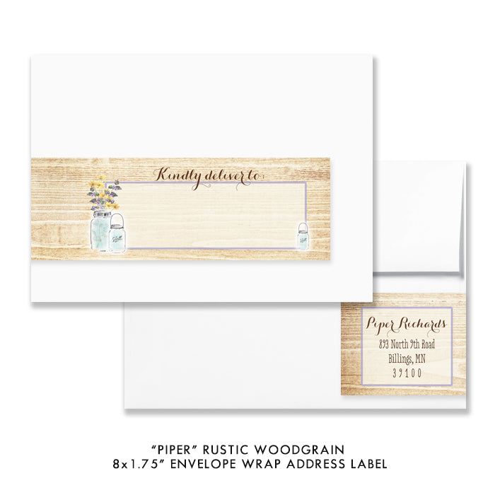 "Piper" Rustic Woodgrain Envelope Wrap Address Labels