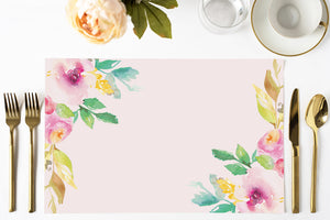 Whimsical Blush Blooms Paper Placemats