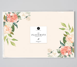 Spring Peach Paper Placemats Rehearsal Dinner by Digibuddha