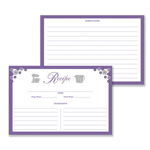 Floral Recipe Cards |  Priscilla Purple