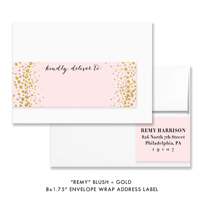 "Remy" Blush + Gold Envelope Wrap Address Labels