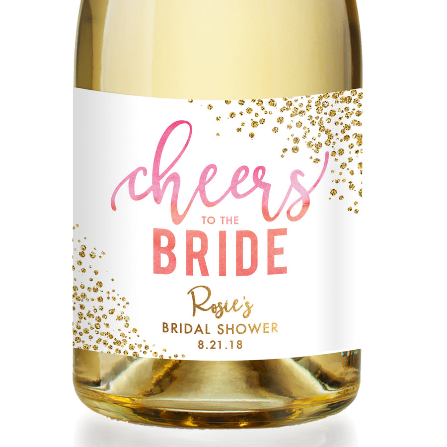 "Rosie" Pink Ombre Bridal Shower Champagne Labels