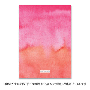 "Rosie" Pink Orange Ombre Bridal Shower Invitation