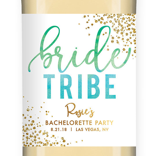 "Rosie" Green Blue Ombre Bride Tribe Bachelorette Party Wine Labels