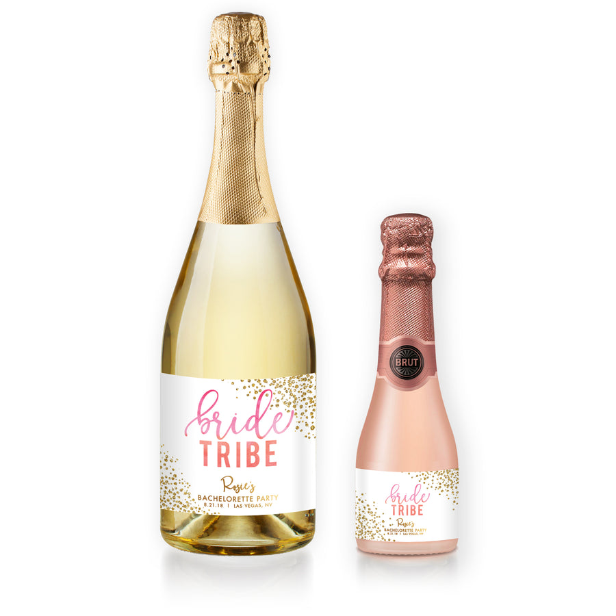 "Rosie" Pink Ombre Bachelorette Party Champagne Labels