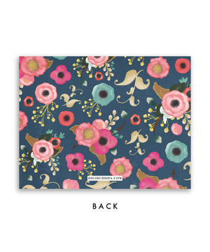 Navy Floral Personalized Stationery Coll. 19