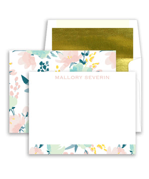 Pink & Mint Floral Personalized Stationery