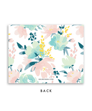 Pink & Mint Floral Personalized Stationery Coll. 24