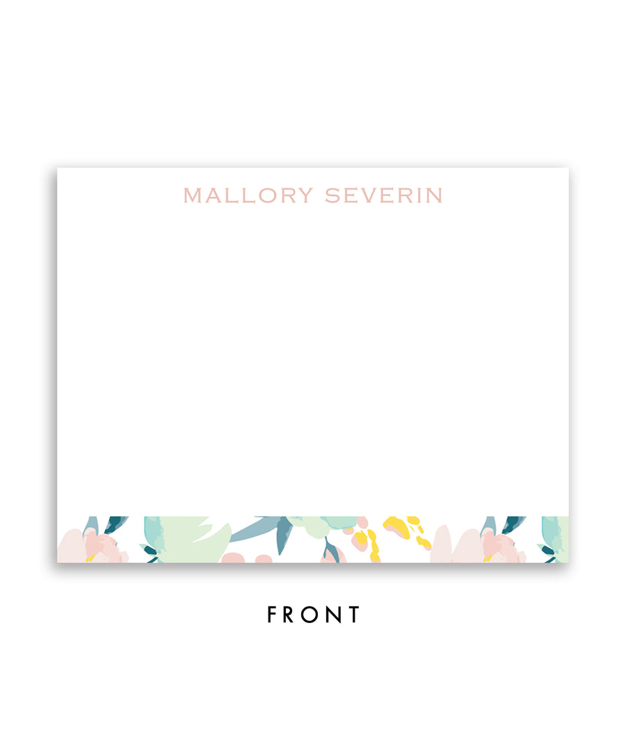Pink & Mint Floral Personalized Stationery Coll. 24