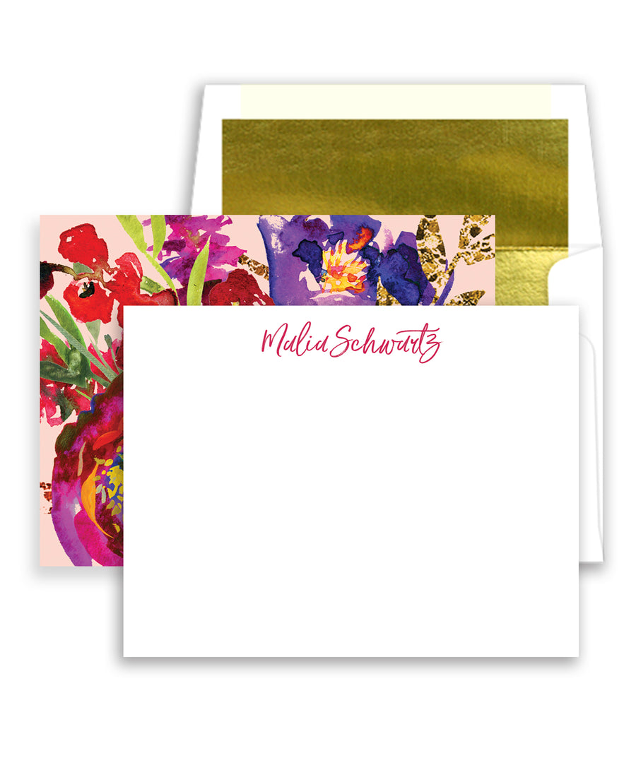 Bold Watercolor Floral Personalized Stationery