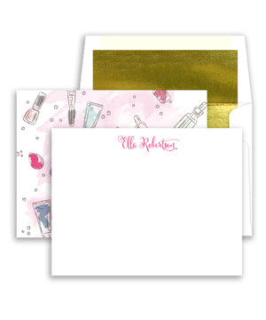 Pink Makeup Personalized Stationery Coll. 29