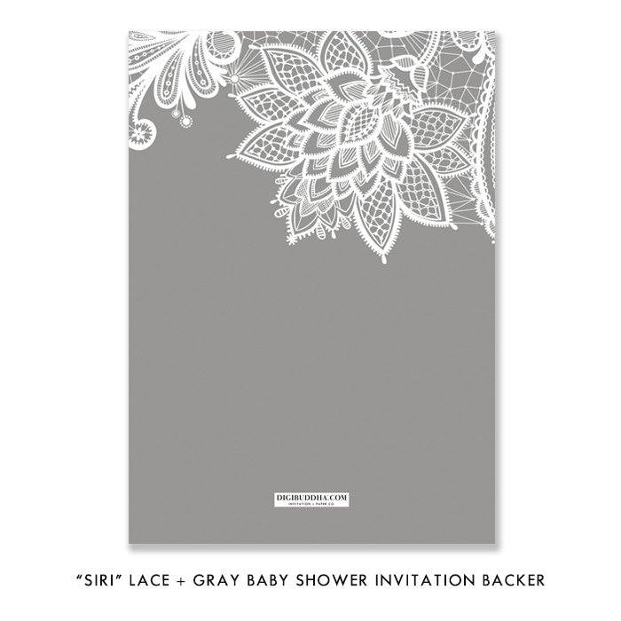 “Siri” Lace + Gray Baby Shower Invitation