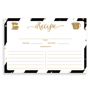 Glitter + Stripe Recipe Cards |  Stella Black Gold