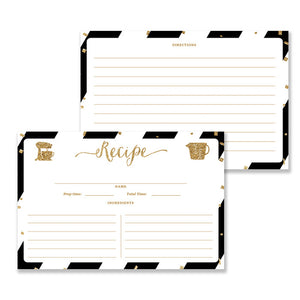 Glitter + Stripe Recipe Cards |  Stella Black Gold