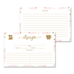 Blush Pink + Gold Glitter Recipe Cards | Stella