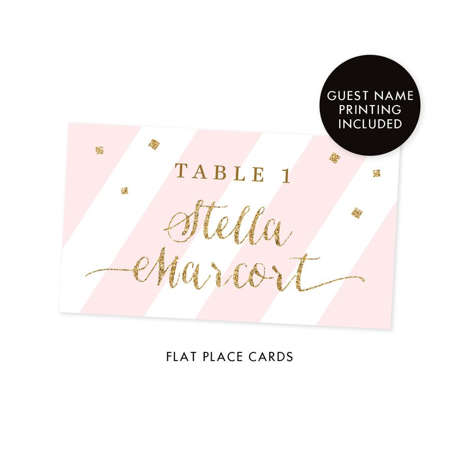 Blush Pink Place Cards with Gold Glitter | Stella