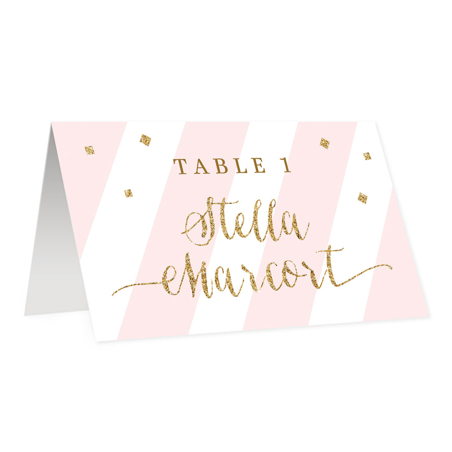 Blush Pink Place Cards with Gold Glitter | Stella
