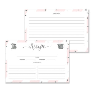 Blush Pink + Silver Glitter Recipe Cards | Stella