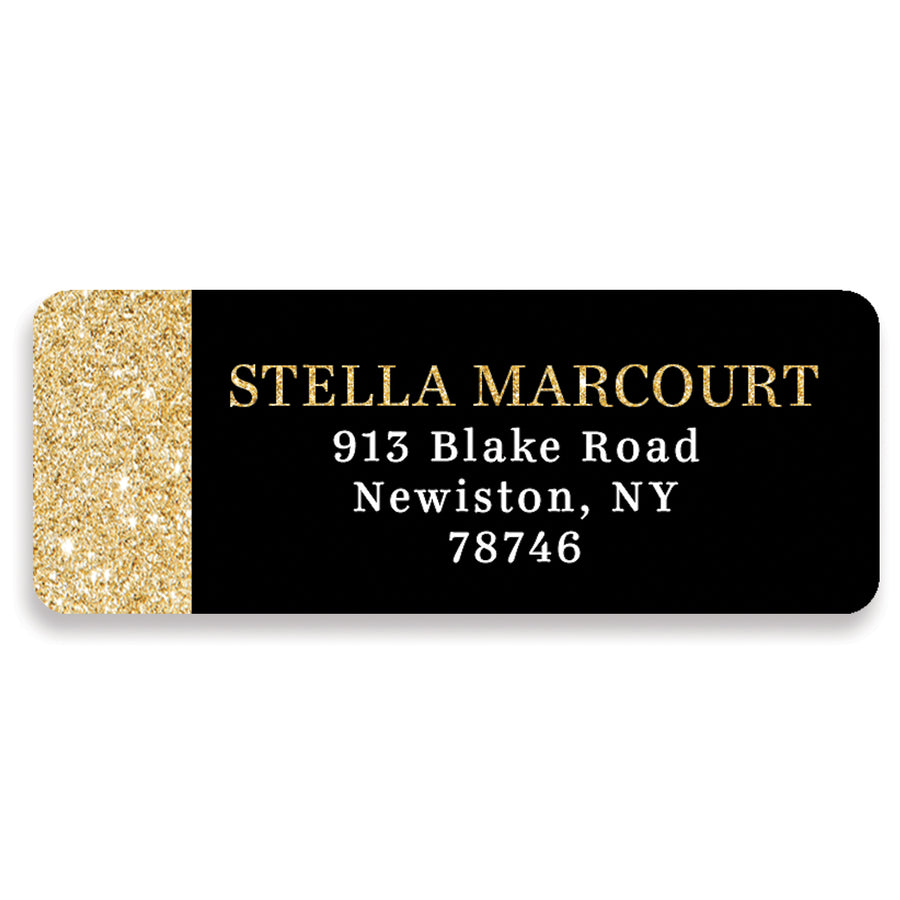 Black + Gold Glitter Address Labels | Stella