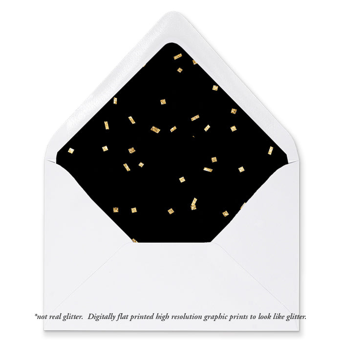 "Stella" Black + Gold Glitter Confetti Envelope Liners