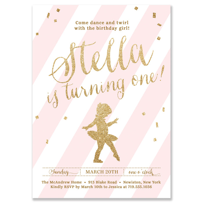 Baby Ballerina Birthday Invitation