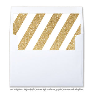 "Stella" Gold Glitter Stripe Envelope Liners