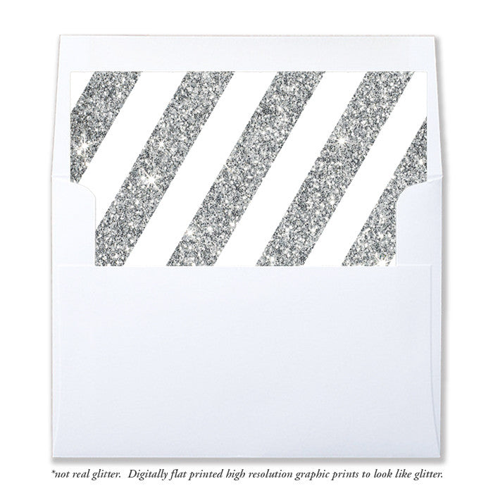 "Stella" Silver Glitter Stripe Envelope Liners
