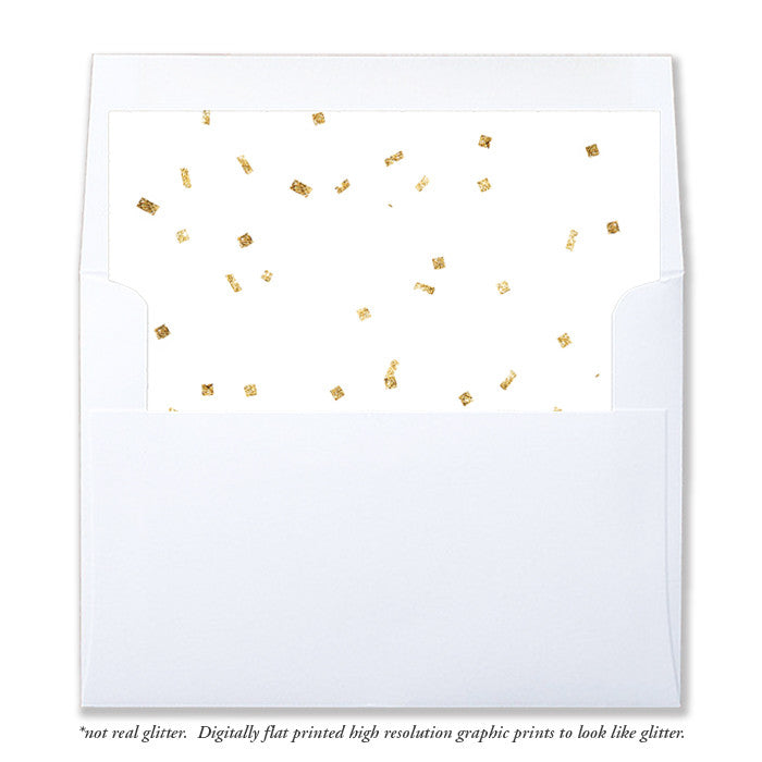 "Stella" White + Gold  Confetti Envelope Liners