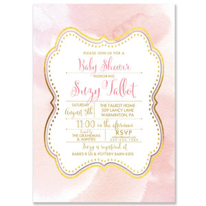 "Suzy" Blush + Gold Baby Shower Invitation