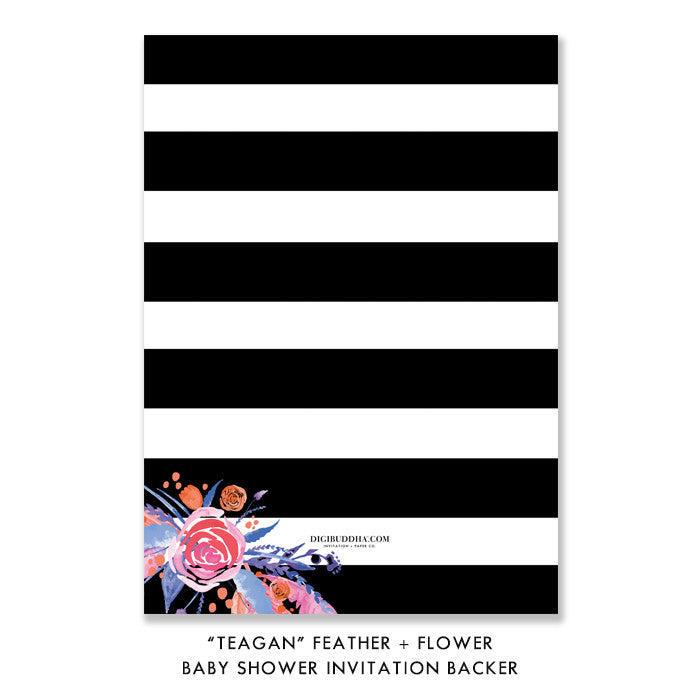 "Teagan" Feather + Flower Baby Shower Invitation