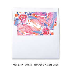 "Teagan" Feather + Flower Baby Shower Invitation