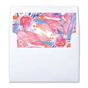 "Teagan" Feather + Flower  Envelope Liners