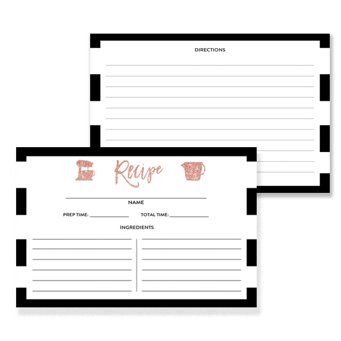Blush Pink Glitter Recipe Cards | Tory