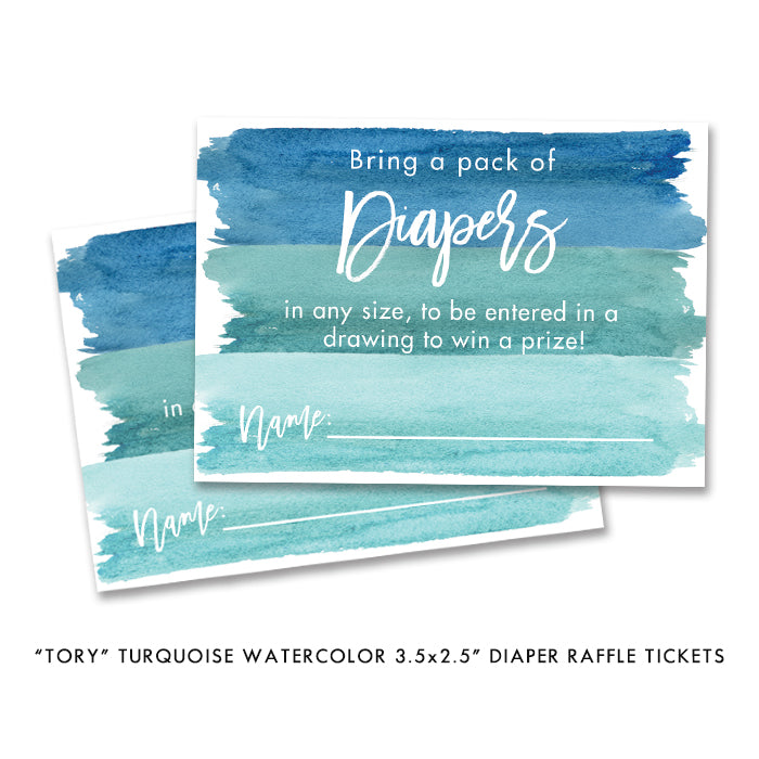 "Tory" Turquoise Watercolor Baby Shower Invitation