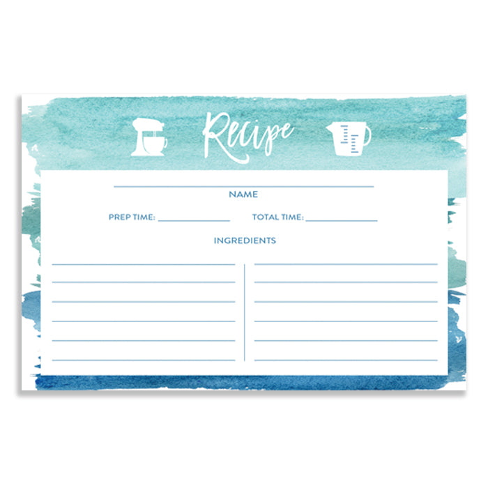 Turquoise Watercolor Recipe Cards | Tory