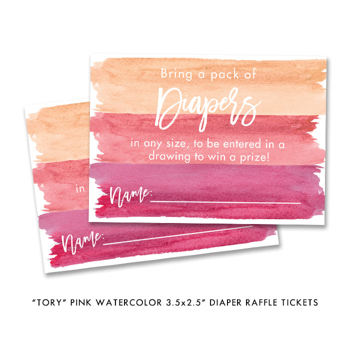 "Tory" Pink Watercolor Baby Shower Invitation