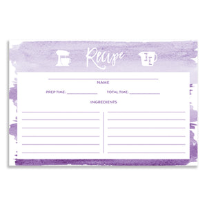 Purple Watercolor Recipe Cards | Tory