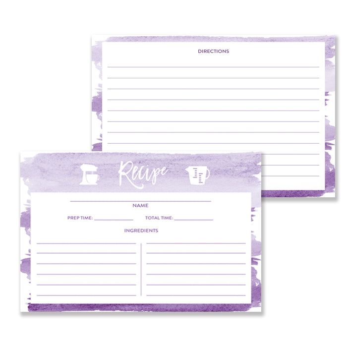 Purple Watercolor Recipe Cards | Tory