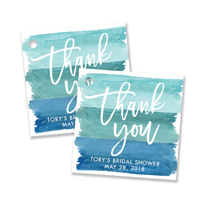 "Tory" Turquoise Watercolor Bridal Shower Favor Tags