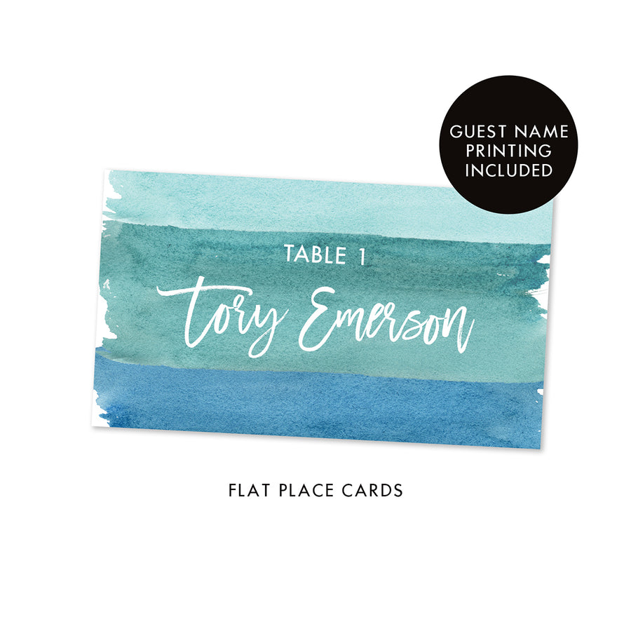 Turquoise Blue Place Cards in Watercolor | Tory