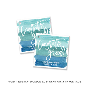"Tory" Turquoise Watercolor Graduation Announcement