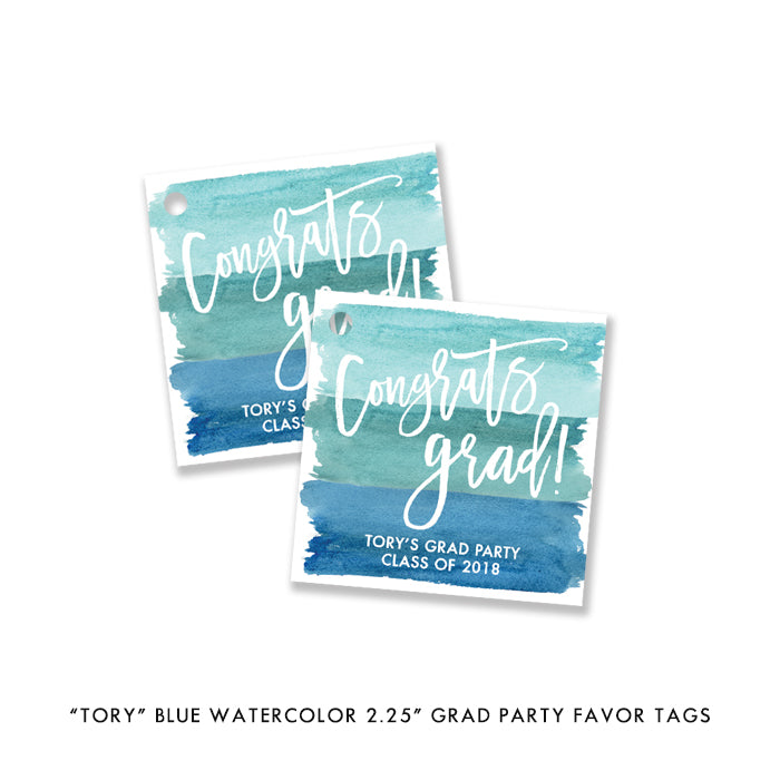 "Tory" Turquoise Watercolor Graduation Announcement