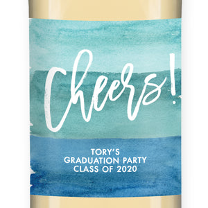 "Tory" Turquoise Watercolor Graduation Wine Labels
