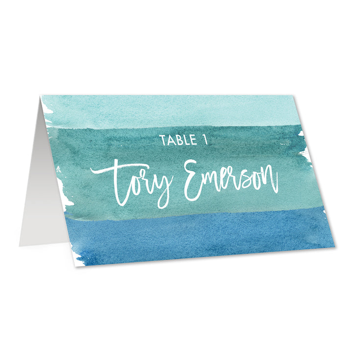 Turquoise Blue Place Cards in Watercolor | Tory