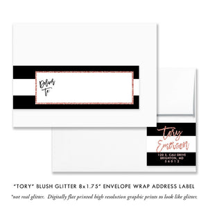"Tory" Blush Glitter Envelope Wrap Address Labels