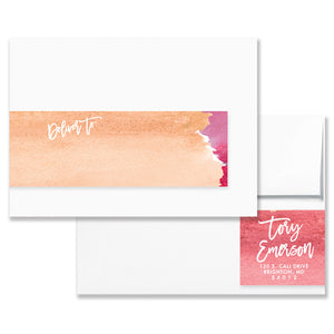 "Tory" Pink Ombre Watercolor Envelope Wrap Address Labels