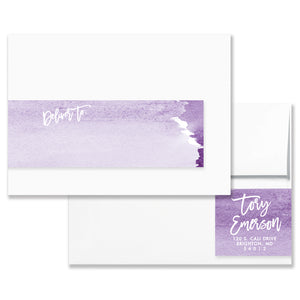 "Tory" Purple Watercolor Envelope Wrap Address Labels