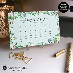 2021 Painted Florals Desk Calendar by Digibuddha | Coll. 8A