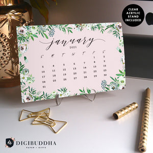 2021 Painted Florals Desk Calendar by Digibuddha | Coll. 8B
